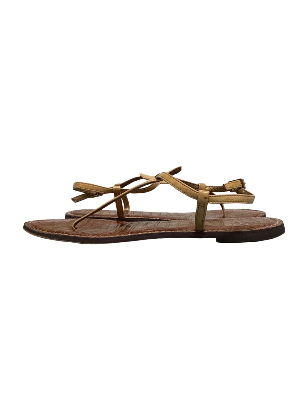 Sam Edelman GIGI Leather T-Strap Flat Sandals - Women’s 9 Tan - Picture 7 of 14